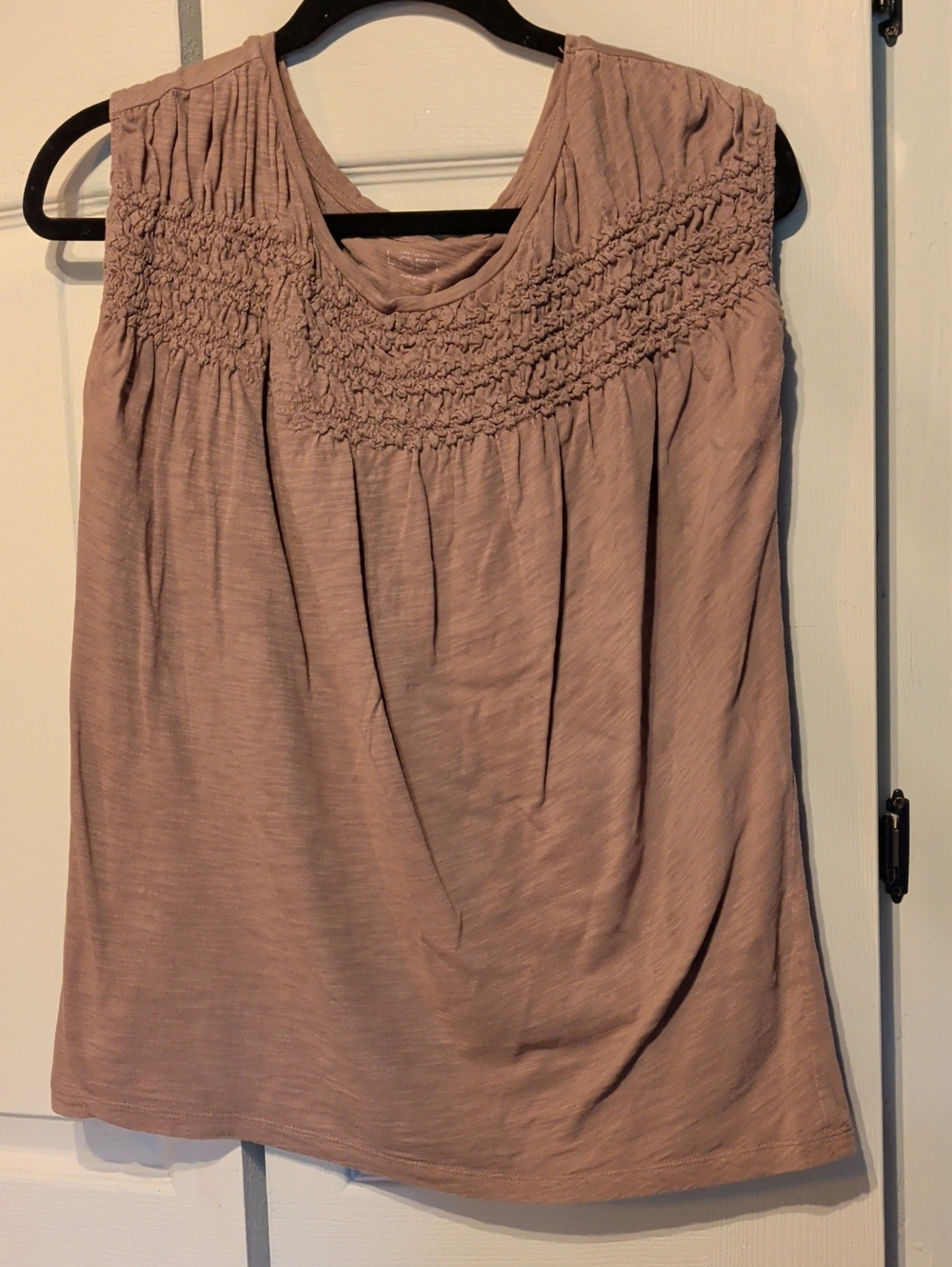 LOFT Mocha Tank Top with Smocked Yoke